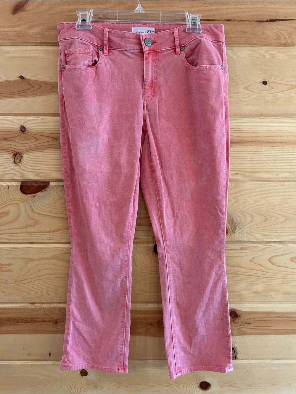 LOFT Made and Loved Curvy Kick Crop Rose Colored Stretch Jeans, Size 6